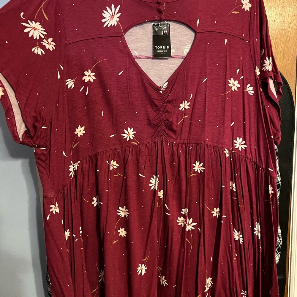 Torrid Burgundy Floral Blouse